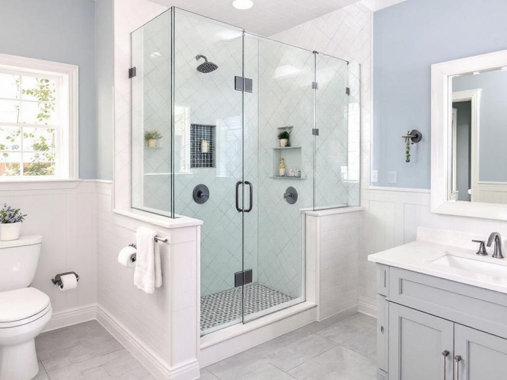A professional shower door installation in an elegant modern design in Hanover, MA.