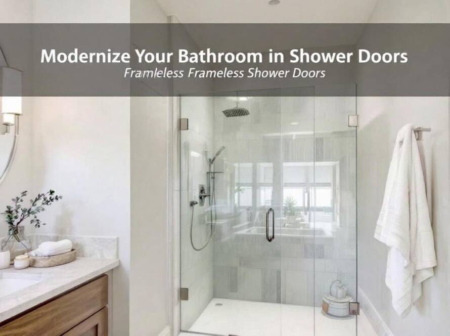 A newly installed sleek modern frameless shower door near Hopkinton, MA.