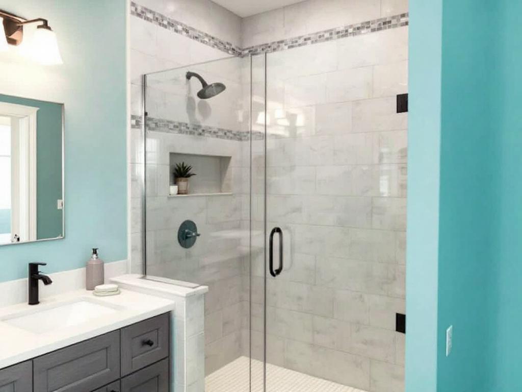 Skilled craftsman installing a shower door near Boxborough, MA.