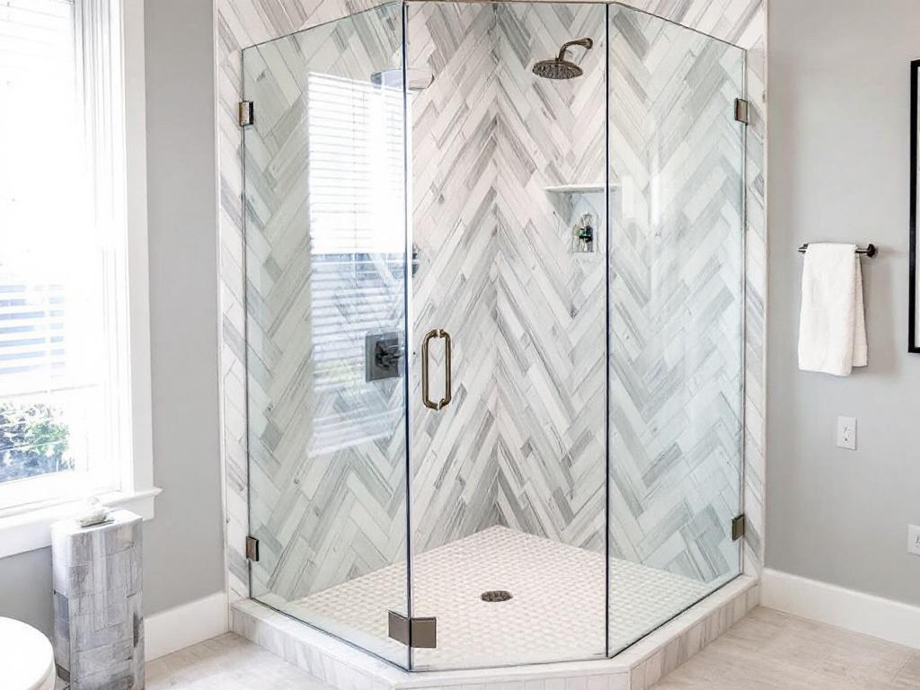 Alt Text: A professional installing a shower door in Reading MA with precise expertise to ensure perfection.