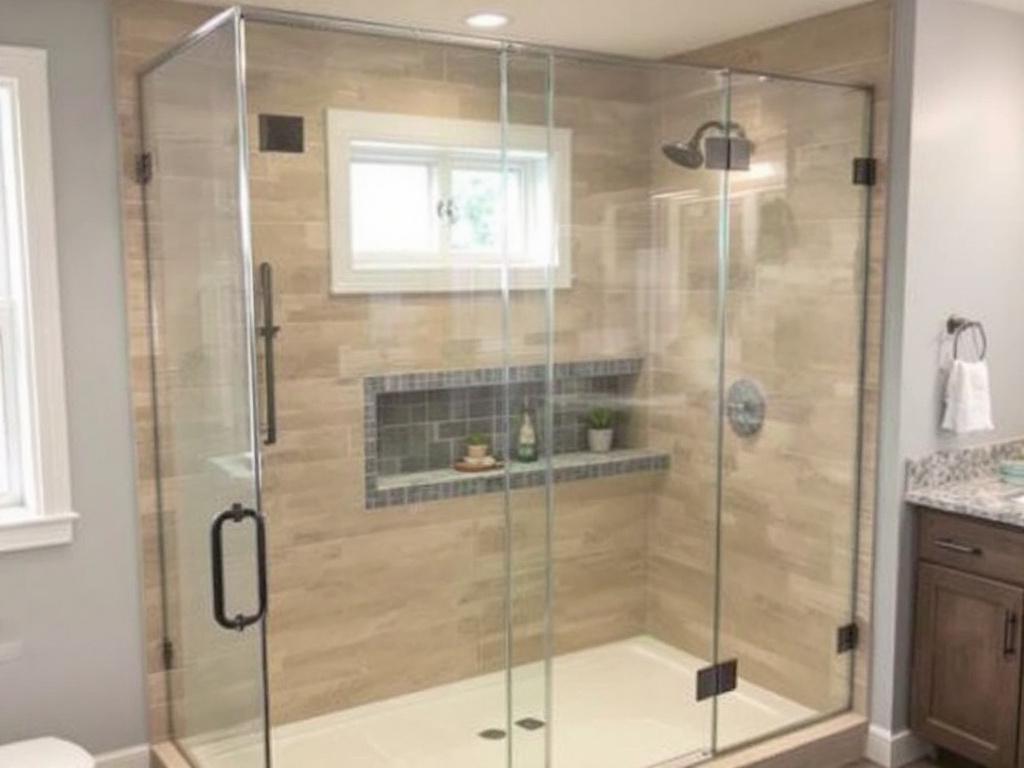 Expert glass shower installation in Lexington, MA featuring a modern and contemporary design for bathroom renovations.
