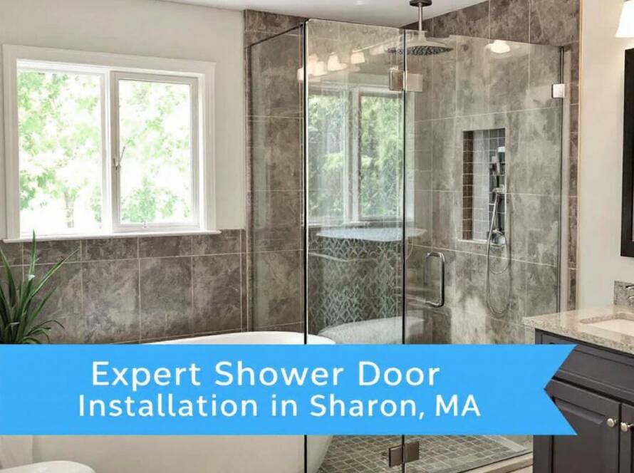 Contemporary design shower installed by top-rated shower door contractors near Sharon, MA.