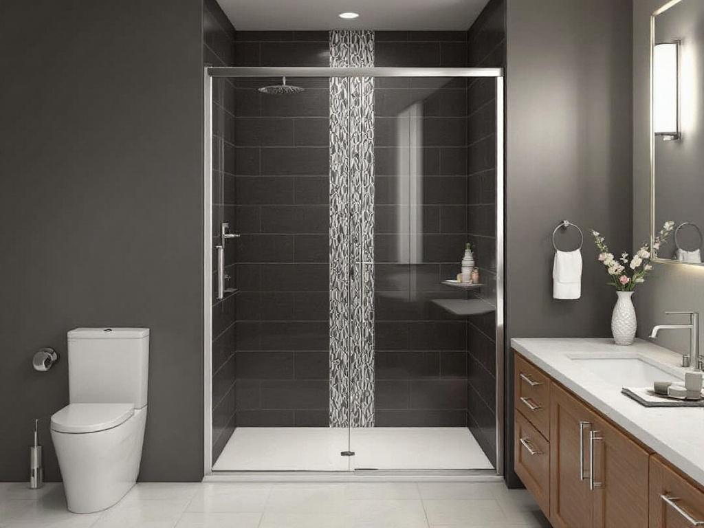 New, modern, contemporary designed bathroom door installation showcasing superb craftsmanship near Boston, MA.