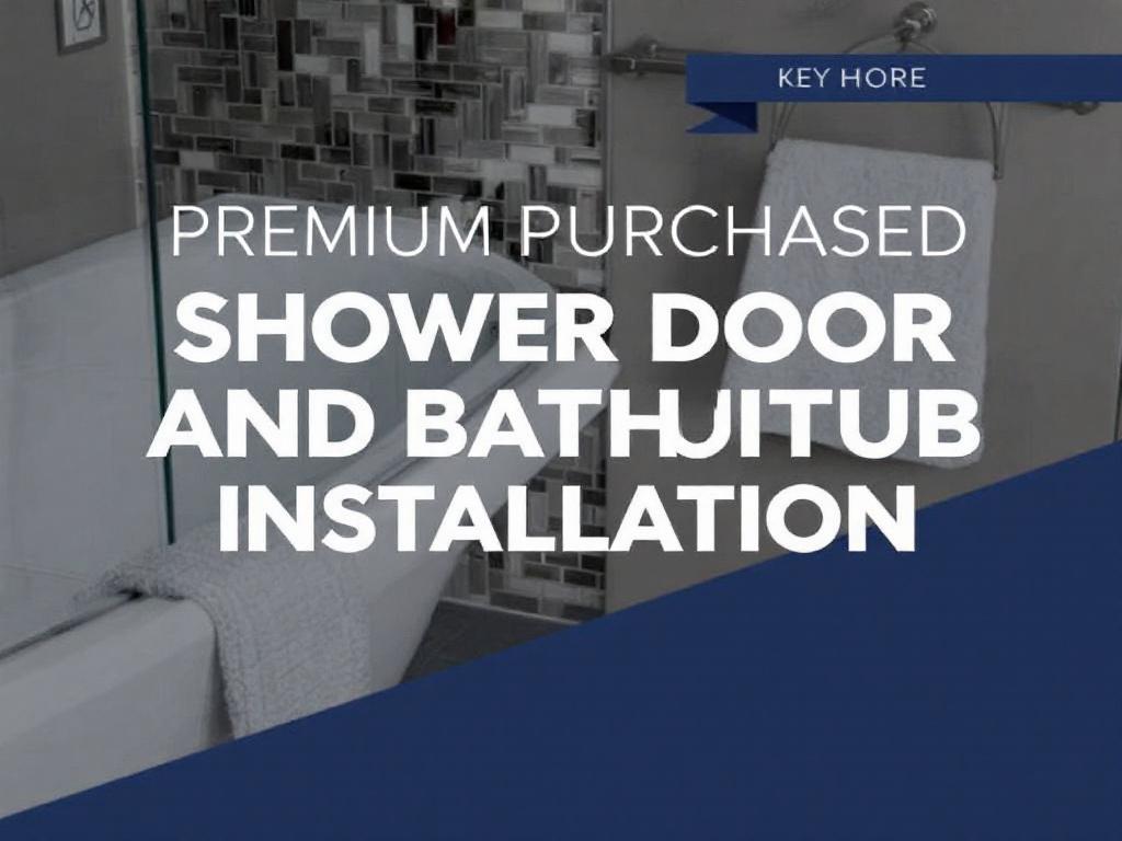 A professional installing a modern pre-purchased shower door with contemporary design for a bathtub.