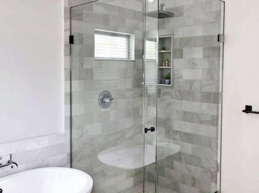 Modern and contemporary designed shower doors installed by craftsmen near Hingham, MA.