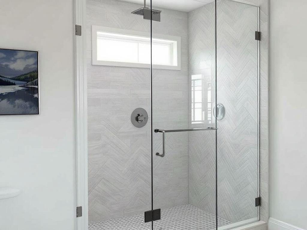 Contemporary and modern design of frameless custom shower doors.