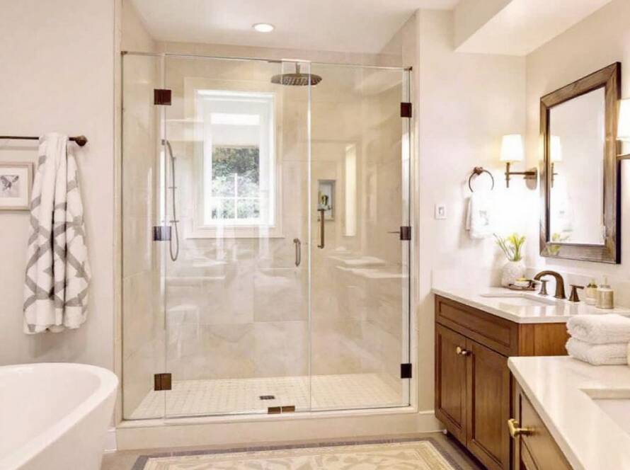 "Professional shower door installation in Chelsea, MA featuring modern and contemporary styles."