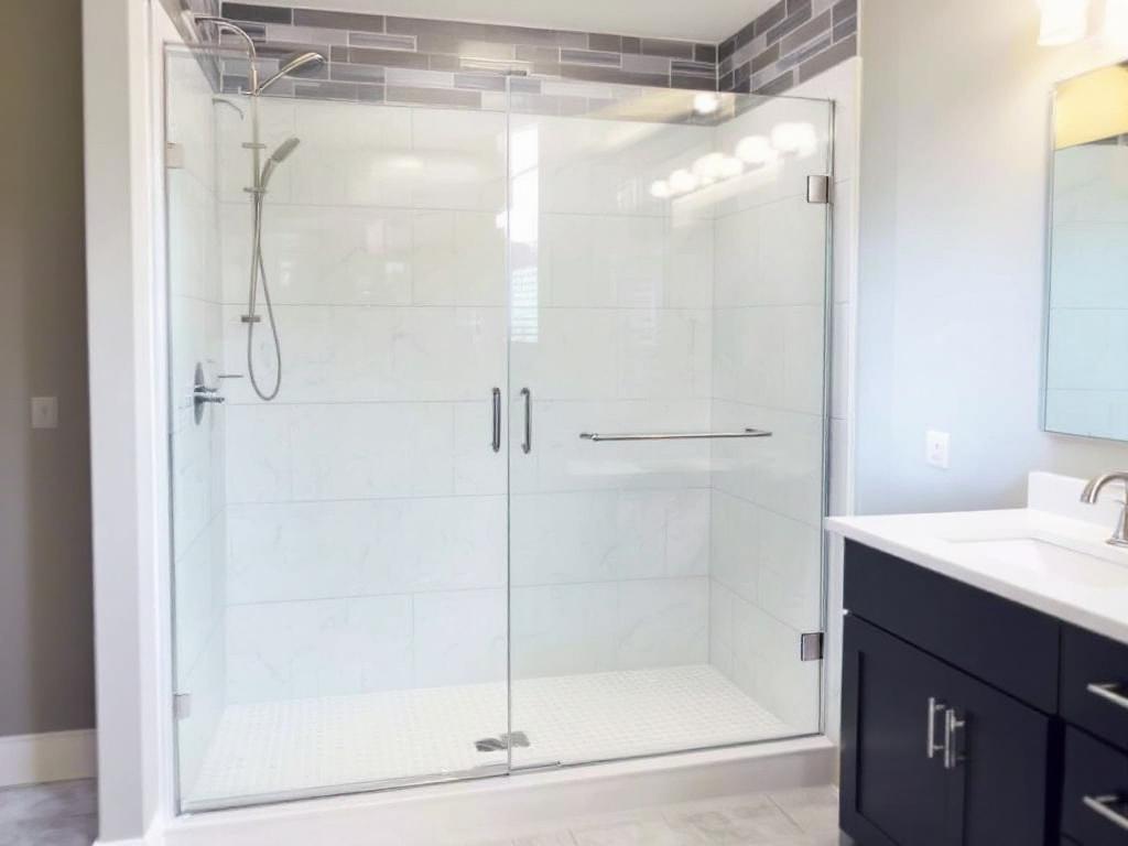 Professional frameless shower glass installation in a modern style, based in Maynard MA.