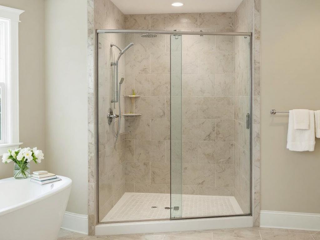 Professional team installing a sliding shower door in Wakefield, MA.