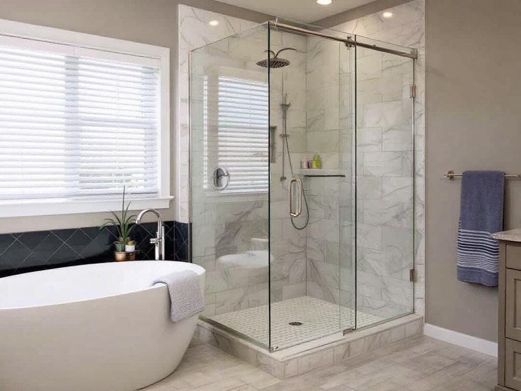 Expert craftsmanship of modern sliding shower door installation in Wakefield, MA.