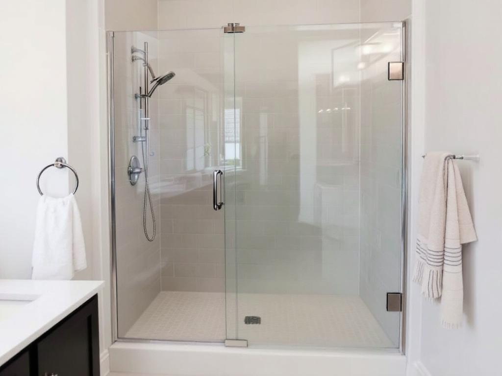 An infographic illustrating a step-by-step process on hinged shower door installation.