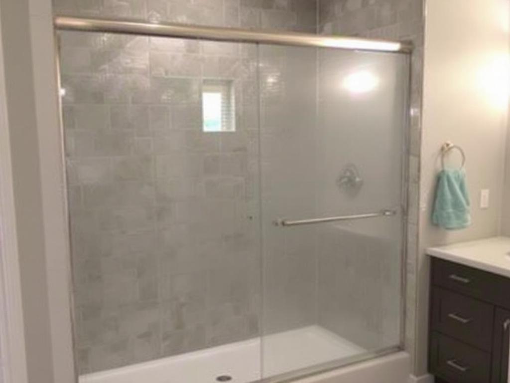 Custom frameless shower doors in a modern and contemporary designed bathroom.