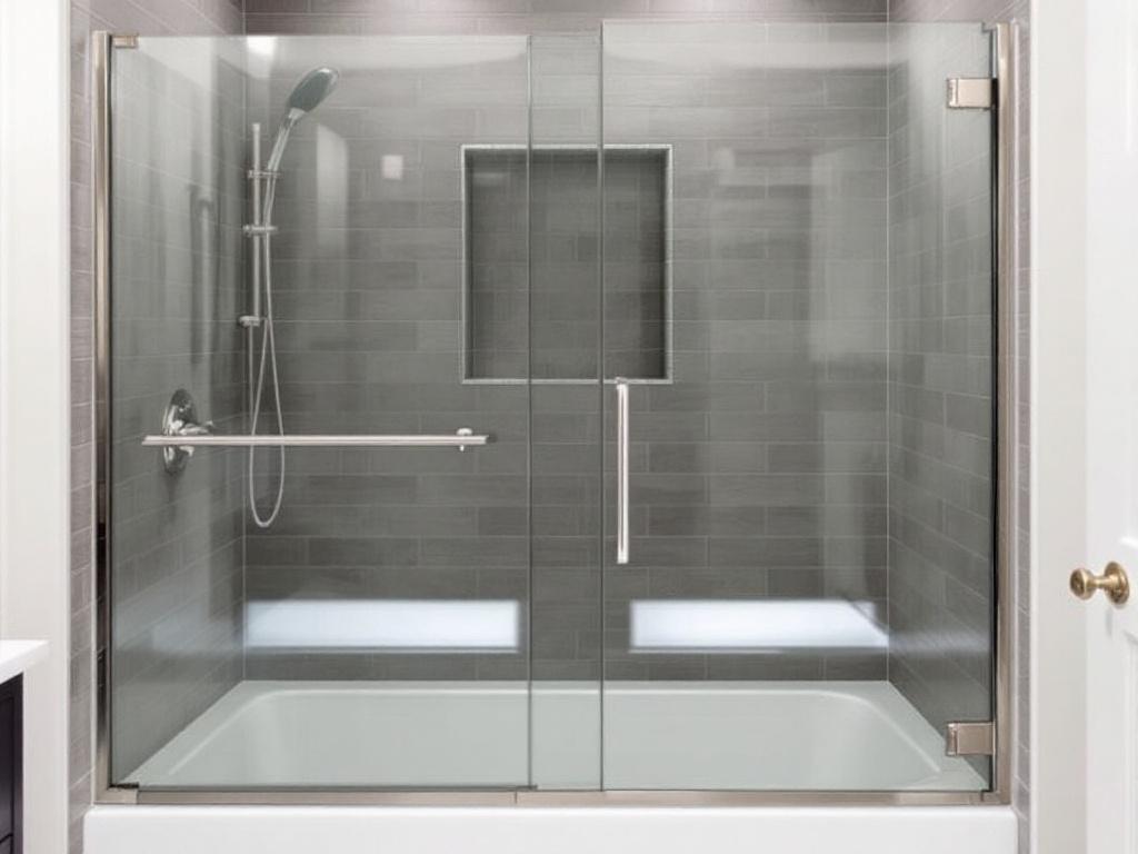 Luxurious bathtub door installation result near Medfield MA showcasing expert craftsmanship skills.
