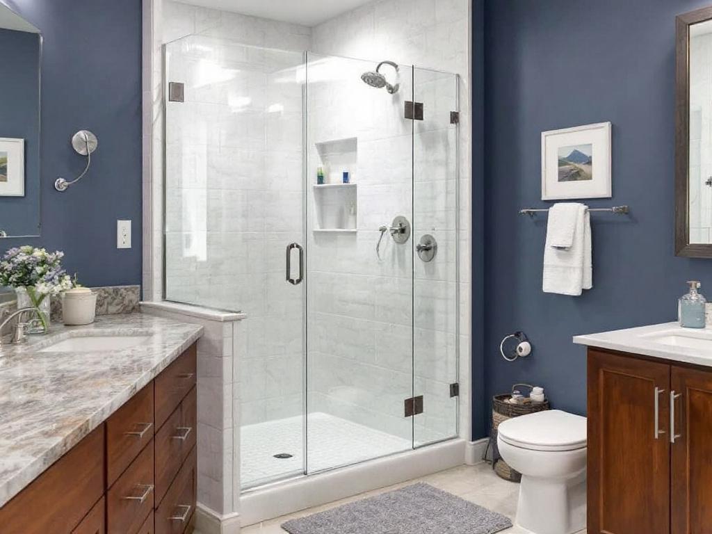 Professional replacing a glass shower door in Lynn region.