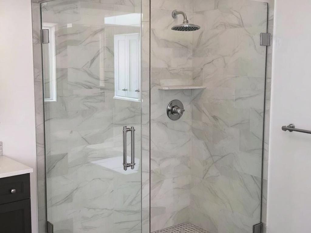 Expert installing custom frameless glass for a shower in Maynard, MA.
