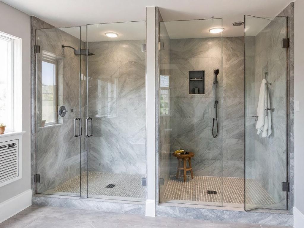 Elegant custom glass installation by Boston Shower Door showcasing exceptional craftsmanship in a modern, contemporary style.