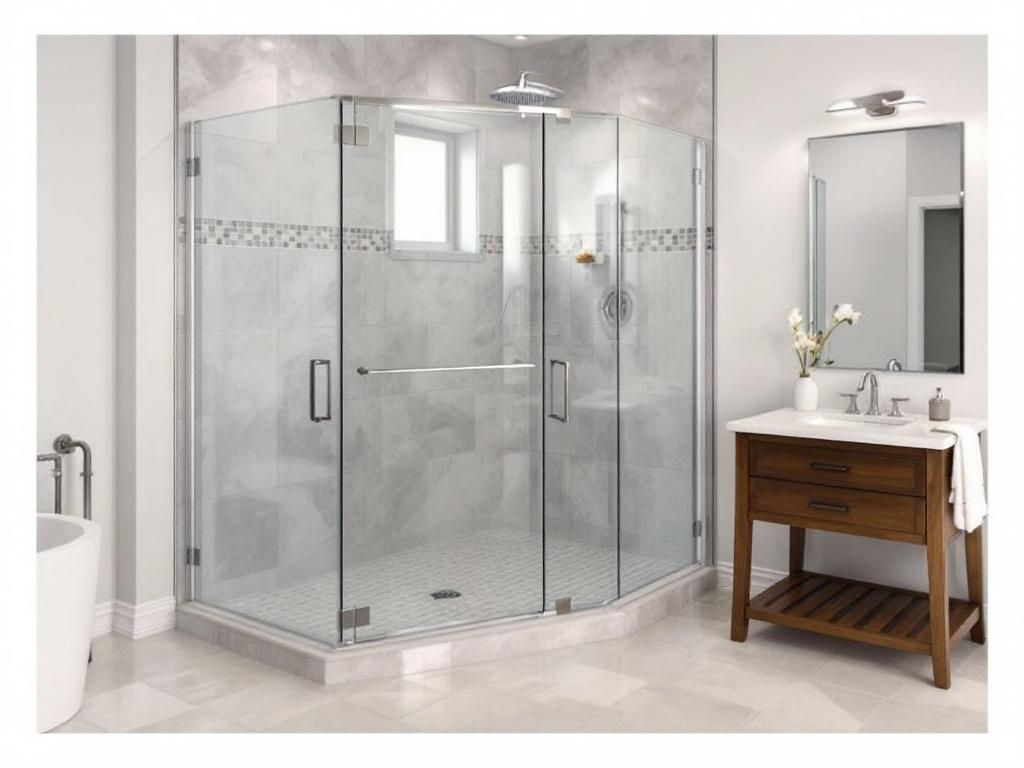 Custom glass shower door designed by expert craftsmen in Boston.
