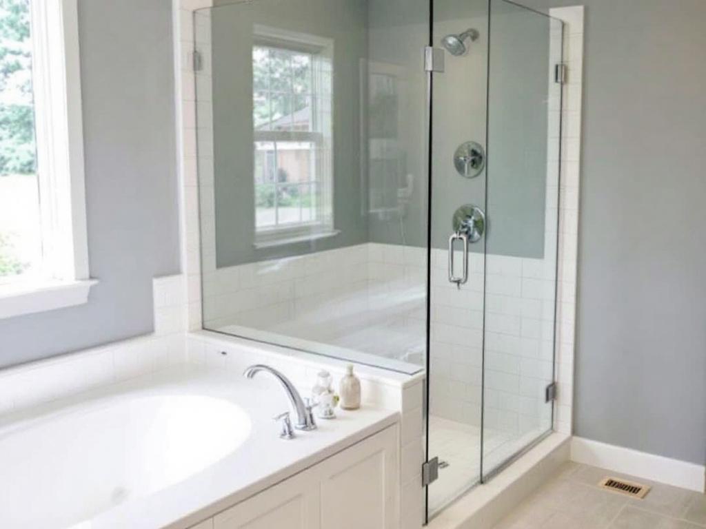 Custom glass shower door installation process in Revere, MA.