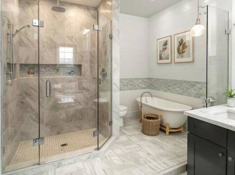 Professional glass shower installers showcasing their modern and contemporary designs in Wellesley, MA.