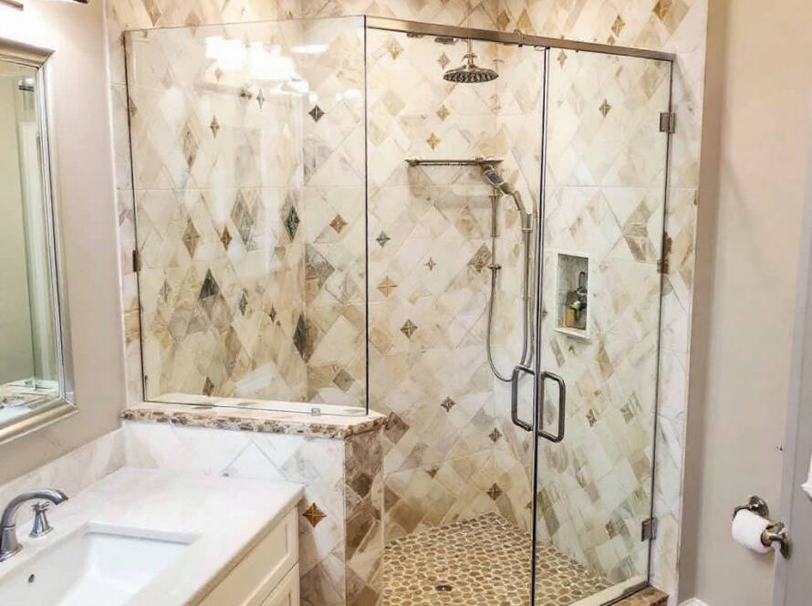 "Custom glass installation by Boston Shower Door adding a modern touch to contemporary design"