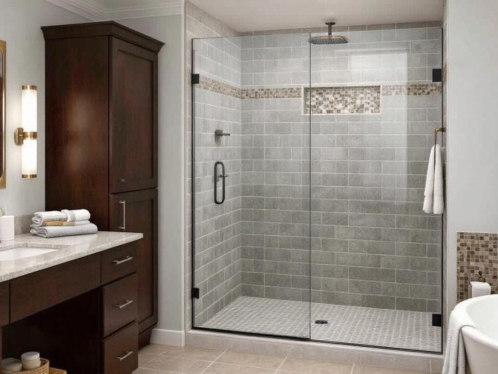 Custom made sliding shower doors featuring a sleek, contemporary design for a modern bathroom.