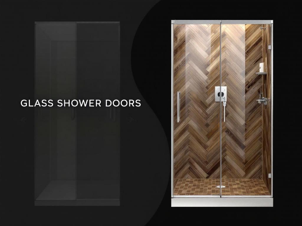 A stylish custom-made sliding shower door installed in a modern bathroom.