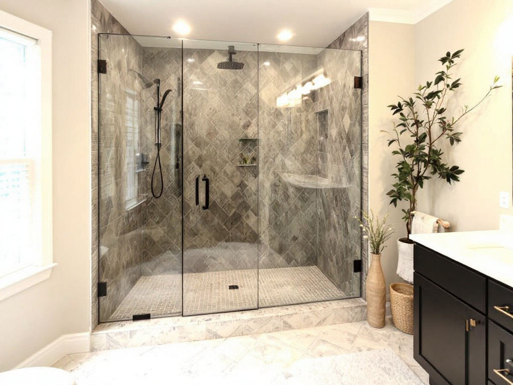 Skilled technicians meticulously installing a shower door in Allston, MA.