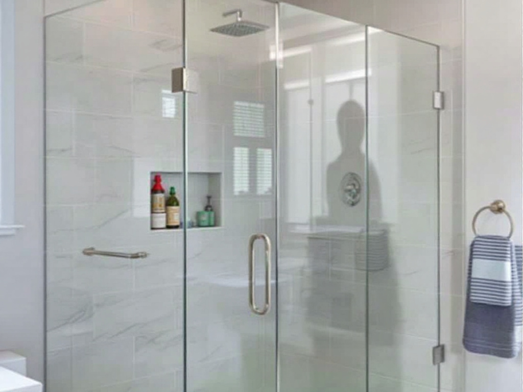 Alt Text: Elegant frameless shower door with a sleek, modern design in Hopkinton, MA.