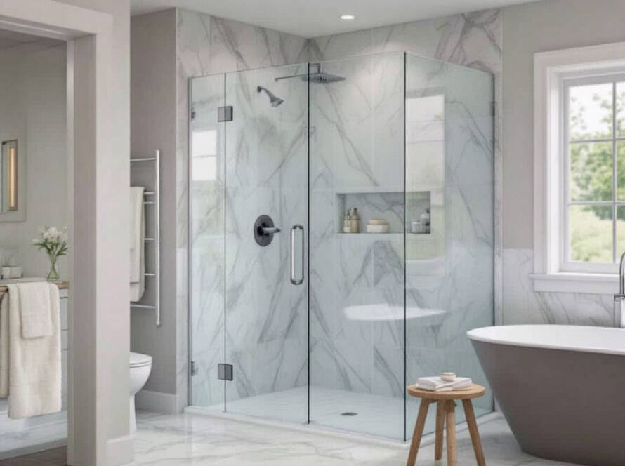 Expert shower door contractors in the Boston area, showcasing a fusion of modern and contemporary designs and quality installation.