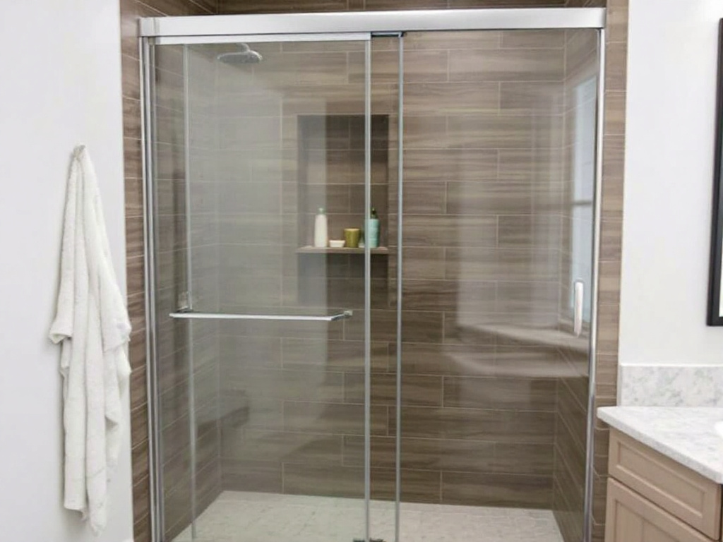 Professionals installing a sliding shower door in Woburn, MA.