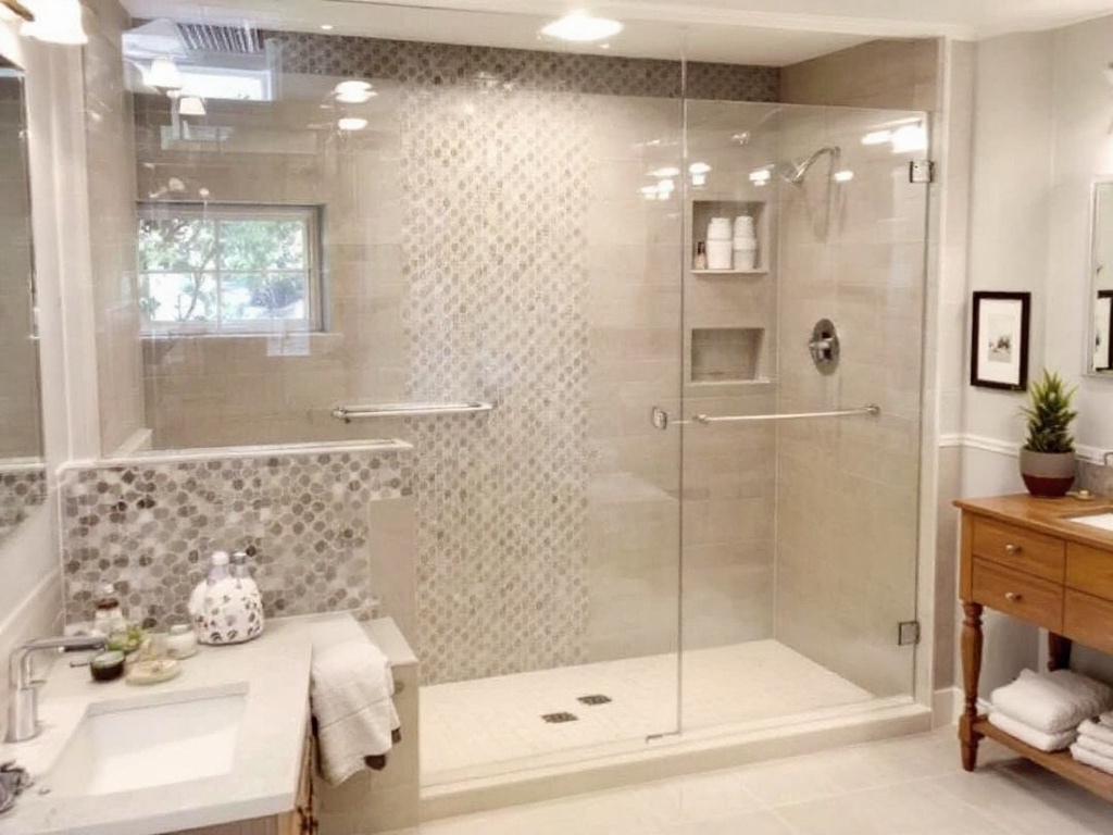 A beautifully installed shower door in Hanover, MA showcasing expert craftsmanship for bathroom transformation.
