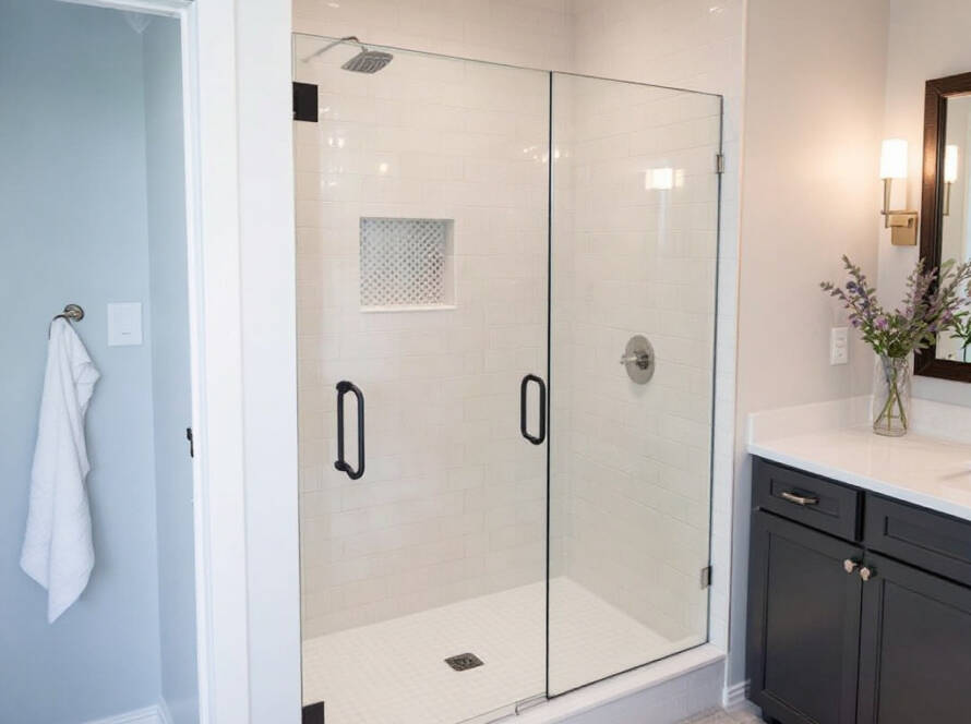 Stunning, modern designed shower door installed by top craftsmen near Quincy, MA