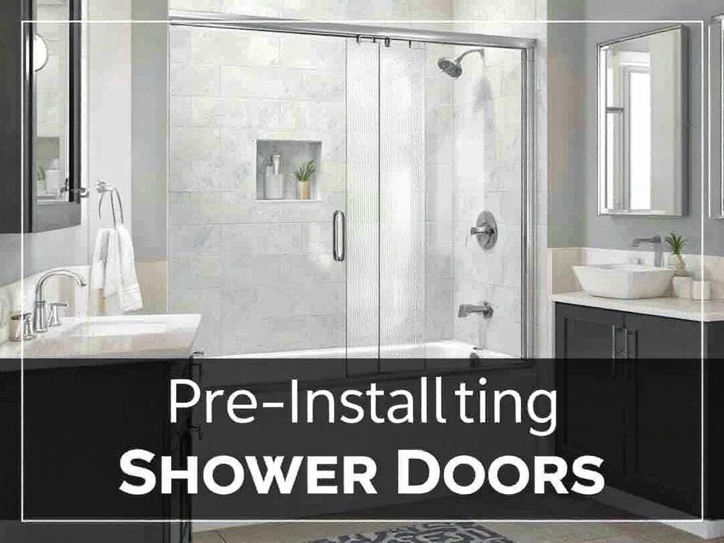 Alt Text: Modern and contemporary designed pre-purchased shower door getting installed at a bathtub, representing Meta Install with Confidence.