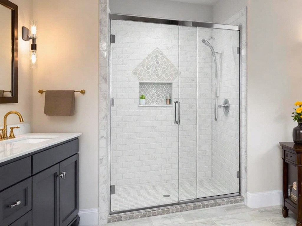 Custom glass shower doors designed with elegant, contemporary craftsmanship.