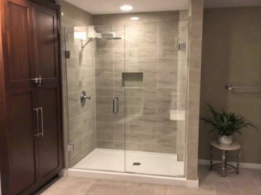 "Modern and contemporary shower door installation near Braintree, MA by skilled experts."