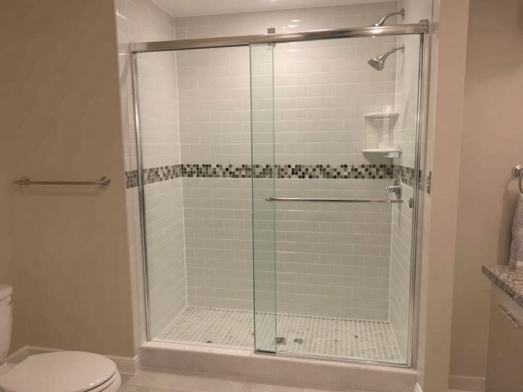 Modern and contemporary design of sliding shower door installation by expert installers in Winchester, MA.