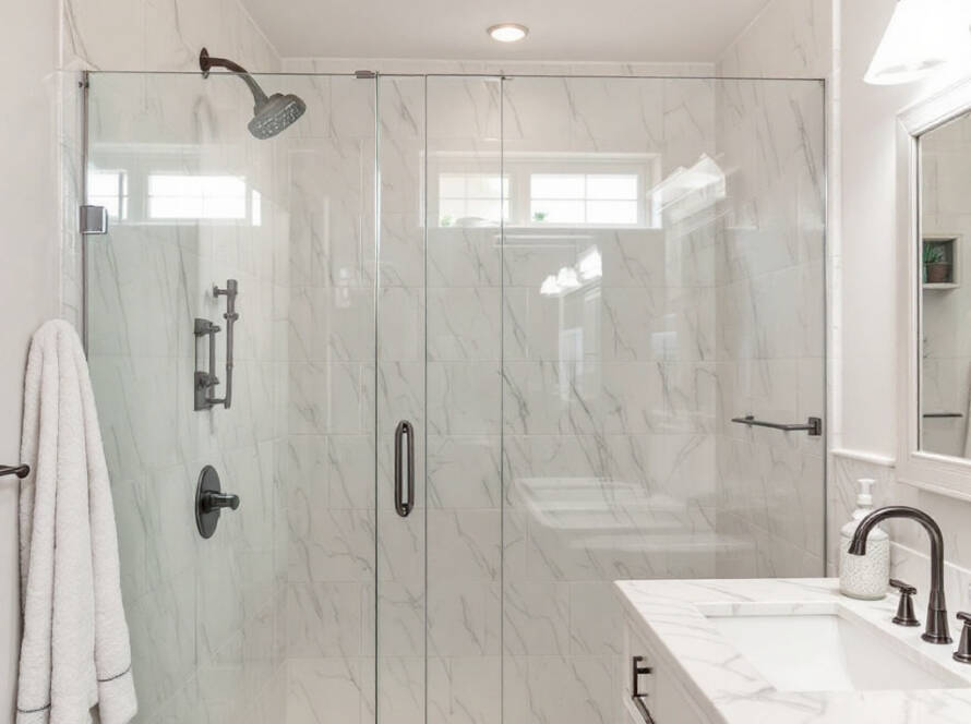 A modern, contemporarily designed bathtub shower door source from the 'Ultimate Guide to Pre-Purchased Shower Door Installation'.