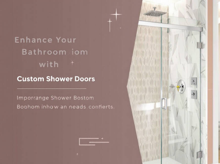 Newly installed modern and contemporary custom shower doors in a Boston home.